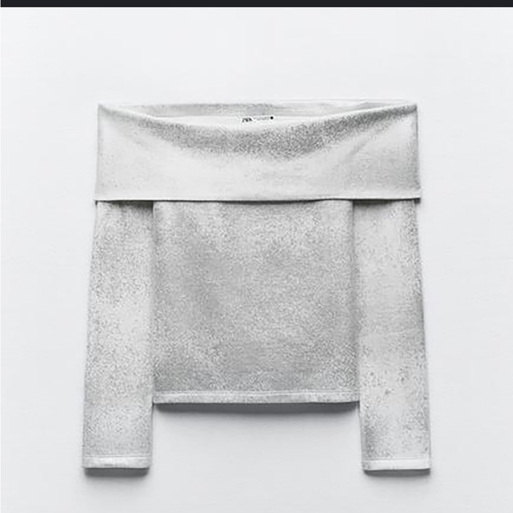 Zara metallic shoulder sweater M NWT